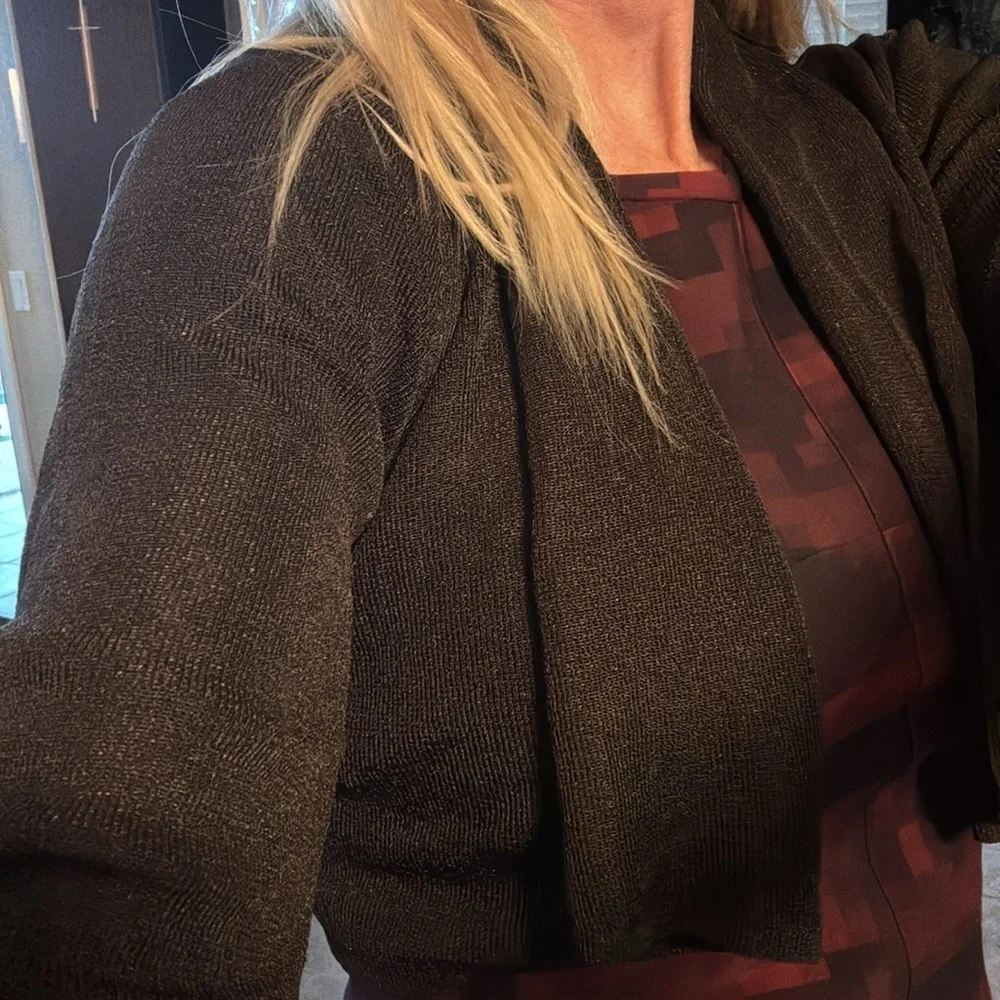 Ann Taylor Brown Shrug with Shawl Collar